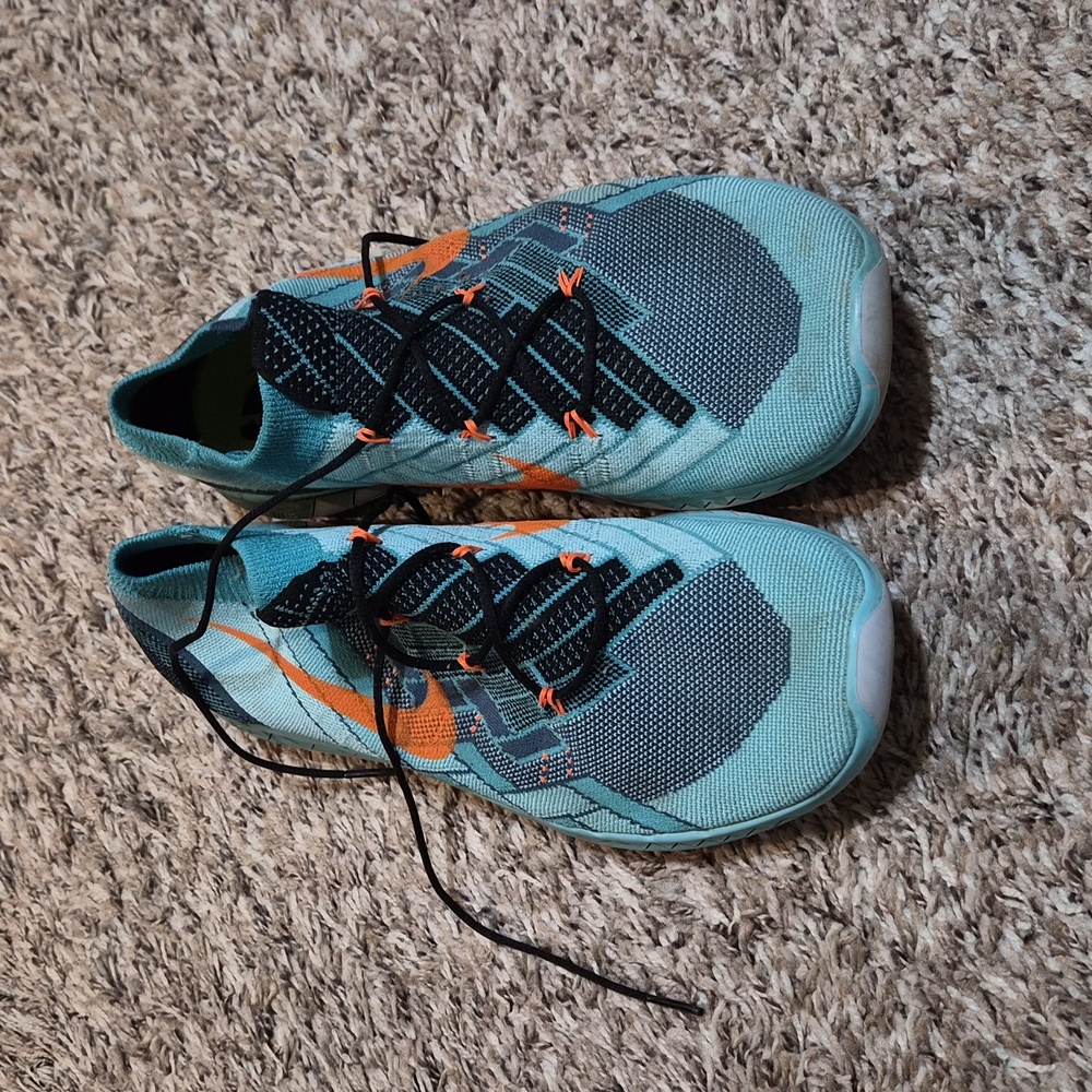 NIKE Running Barefoot Tennis Shies Mens 12 Turquoise Orange